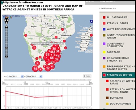 ArmedAttacksAgainstWhitesSAJan2011_March312011_graph_map ArmedAttacksAgainstWhitesSAJan2011_March312011_graph_map