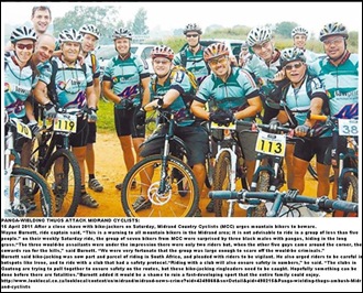 MIDRAND CYCLISTS ATTACKED BY PANGA ROBBERSApril152011