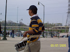 Photo: Darren playing the snare drum.