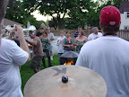 Photo: Patrick's view of the crowd listening to the Kingpin Brass Band at the Crawfish Boil.
