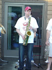 Photo: Jeff takes a saxophone solo.