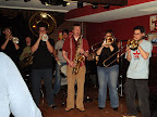 Photo: The brass band plays in the basement of Glass Nickel pizza.
