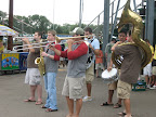 Photo: Mike takes the lead on the trombone.