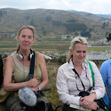 Filming in the hills near Isabella’s house in Cajabamba with our university student translators and a local family