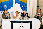 Left to Right Incoming Commodore Stanley Saffer, outgoing Commodore Sandy Riegler,  Treasurer Laurence Factor, Secretary Victor Newton