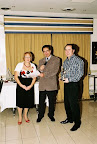 left to right, Sandy Riegler, Stanley Saffer, Commodore with Phil Sugarman, Skipper ofthe Year
