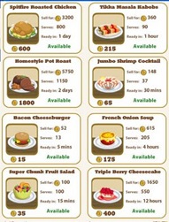cafe world menu