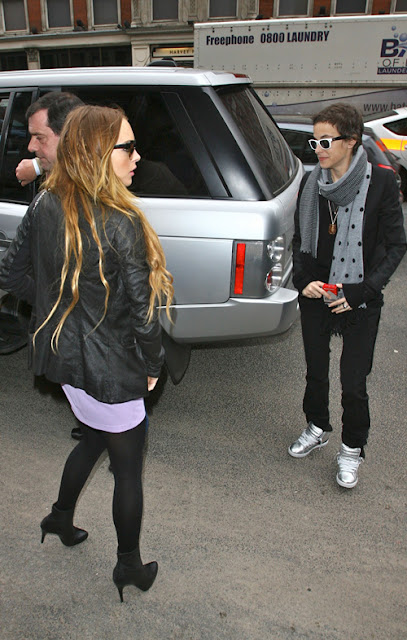 Lindsay Lohan and Samantha Ronson arrive at a hotel for a Bar Mitzvah party London, England - 28.02.09  Credit: (Mandatory): WENN.com