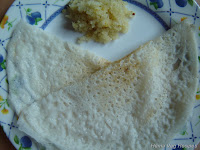 Neer (Bariakki) Dosa with Coconut and Jaggery