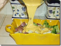 Pouring on the cheese