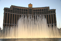 Bellagio fountains at dusk