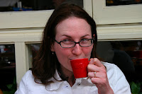Kristy enjoying a macchiato