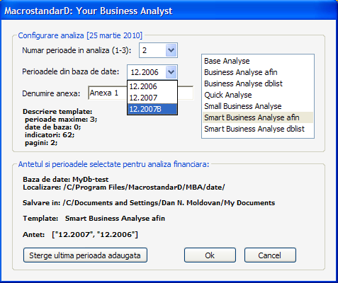 MBA - Formular configurare analiza financiara