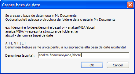 MBA 2010 v1.1 - creare baza de date in My Documents