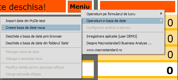 Meniul MacrostandarD Business Analyse 2010