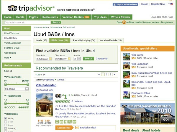 Tripadvisor ranking for Villa Sabandari, Hotel di Bali | Hoteles Bali Indonesia | Luxe resorts in Ubud