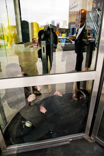 Maggie Zhou confronted by security