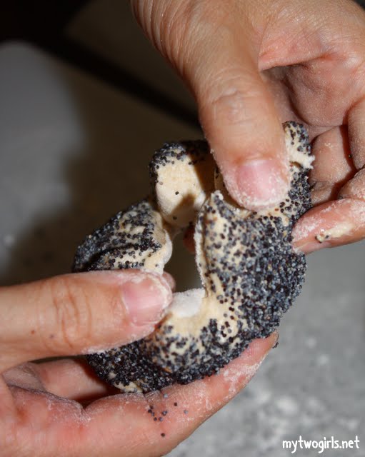 Turning the dough over