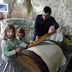 Emma and Lily make some cotton paper.
