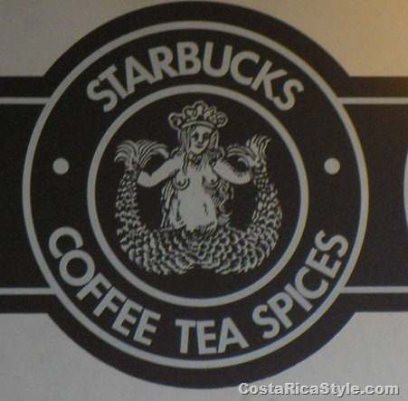 The original starbucks logo, now they have a better logo that does not show 