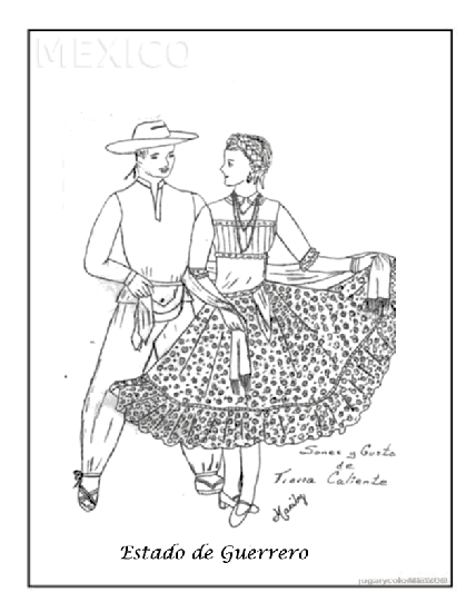 para colorear estado de Durango, Trajes típicos para colorear