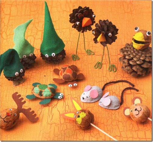 Jugar y Colorear: Manualidades para niños: animales hechos con nueces