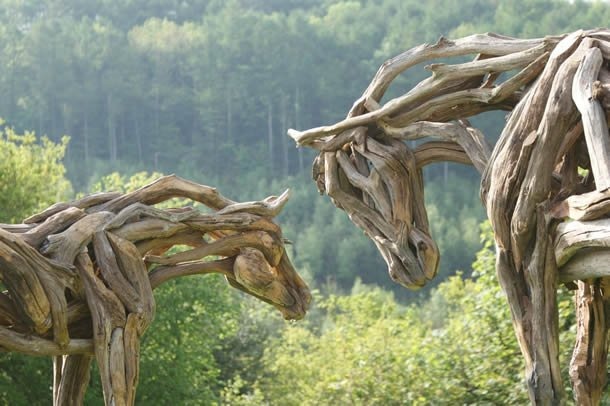 Incredible Tree Branch Horse Sculptures Seen On www.coolpicturegallery.net