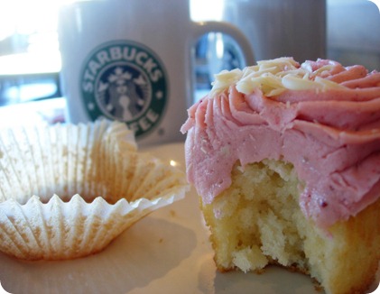 Starbucks cupcake and peppermint soy latte