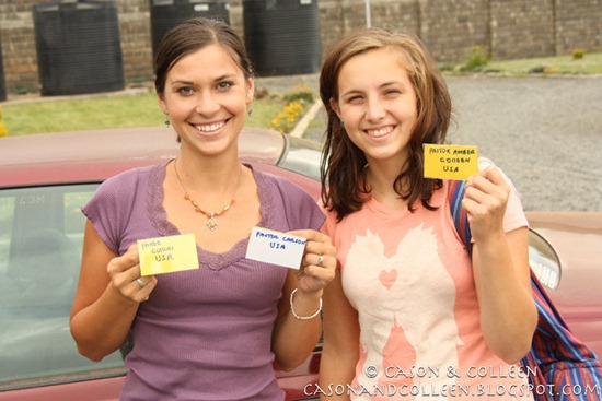 Colleen & Amber with nametags