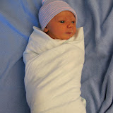 Swaddled up at the hospital. (February)