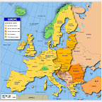 Map showing the countries of Europe with international borders,  the national capitals, and major cities.