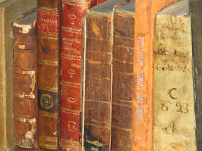 En la biblioteca, el el del lomo rojizo y letras doradas.