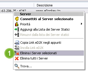 Cancellare i server di eMule