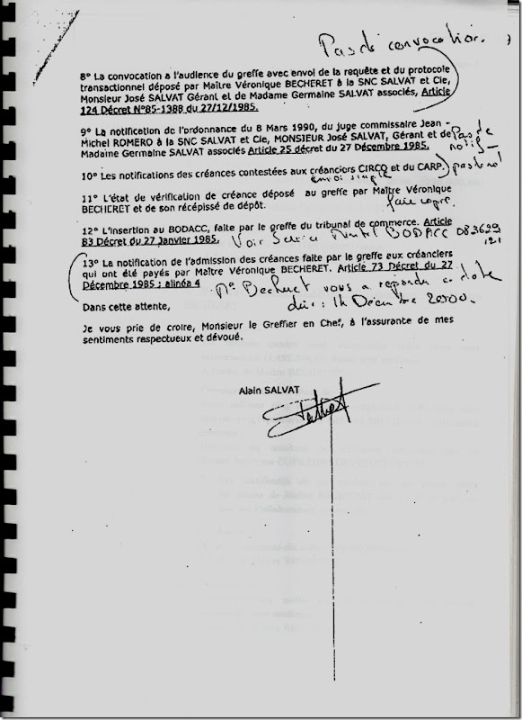 Rapport De Maitre Marc Baroni 47 Lettre Du 09 Octobre 2002