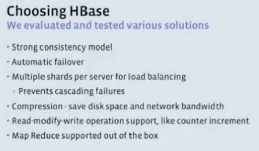 Choosing HBase at Facebook