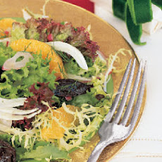Prune, Orange, Fennel, and Red Onion Salad with Mixed Greens