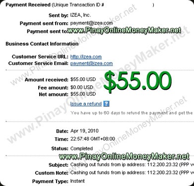 PayPerPost Proof $55.00 on 04/19/2010