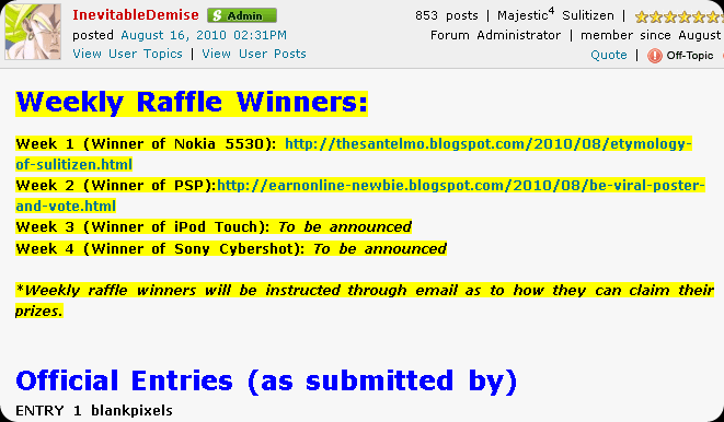 Lisa of Earn Money Online Won a PSP - JustAnotherPixel.net