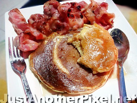 Breakfast in Bed - Bacon and Pancakes! - JustAnotherPixel.net