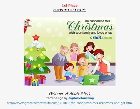 Grace won First Place in Sulit's Christmas card-making contest! - JustAnotherPixel.net