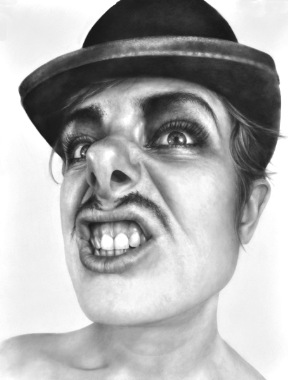 [Melissa Cooke Drawing Graphite Self Portrait with Mustache Bowler Hat Arthur C[3].jpg]