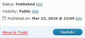 wordpress update vs trash