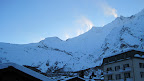 The mountain is on fire! Kidding ;), the top ice is being evaporated