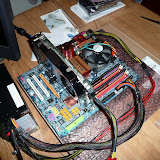 A quick POST test of the system components with the newly extended cable. Thankfully, it boots.