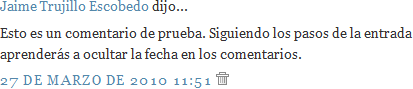 Esto es una imagen que muestra la fecha en un comentario