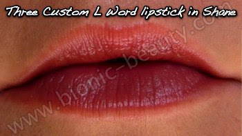 Three Custom Color The L Word lipstick in Shane