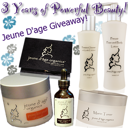 Enter the Jeune D'Age Organics Skincare giveaway at the Bionic Beauty blog