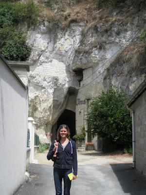 Lindsey outside of the wine tasting cave