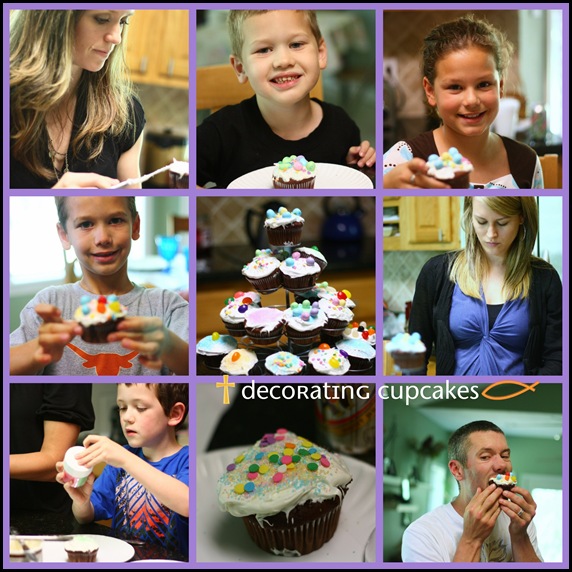 Decorating cupcakes collage