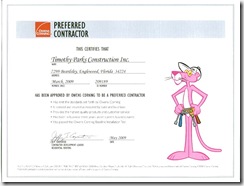 Owens Corning Roofing Preferred Contractor Certificate